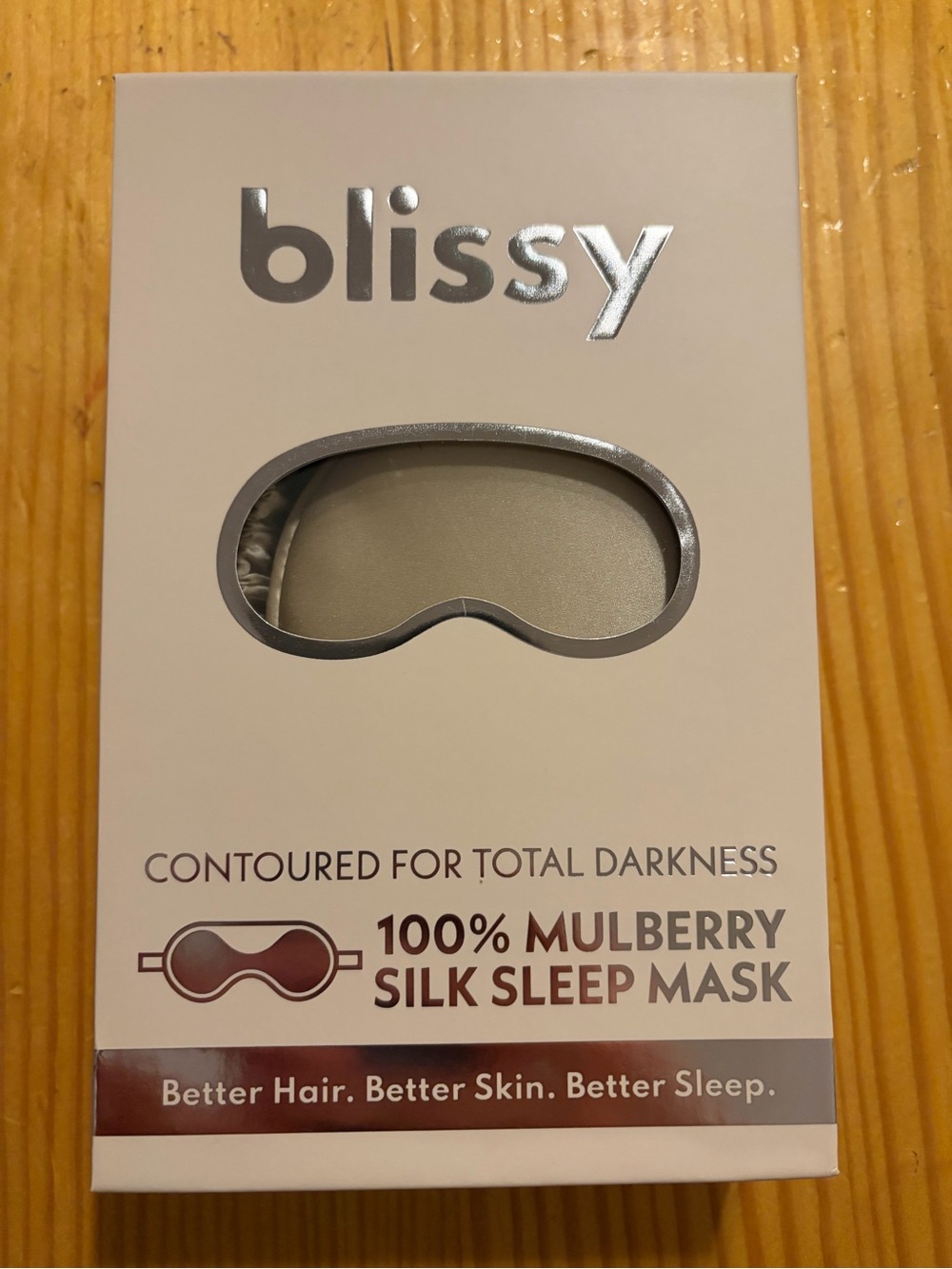 Blissy 100% Mulberry Silk Contoured Sleep Mask - Champagne